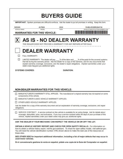 2024 Nissan Altima 2.5 SV