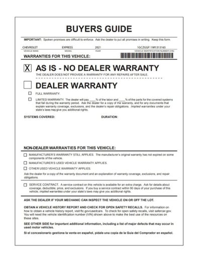 2021 Chevrolet Express Cargo 3500 Base