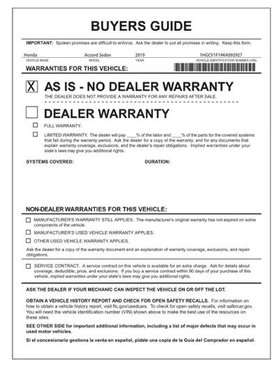 2019 Honda Accord Sedan LX 1.5T