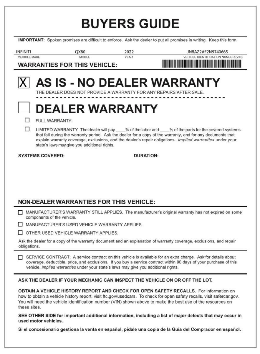 2022 INFINITI QX80 LUXE